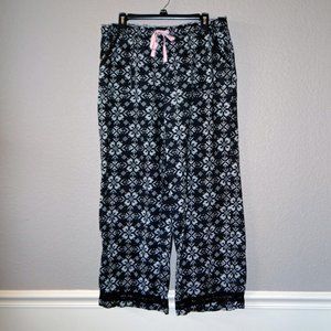 VS Victoria's Secret Black Print Flannel Pajama Pants/ PJ's/ Sleepwear Size L